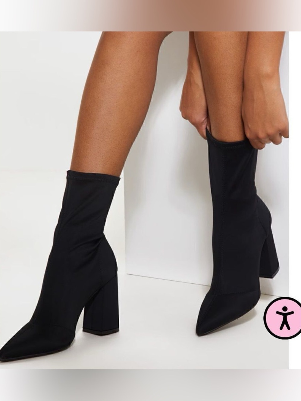 PLT Truffle Collection Pointed Toe Sock Ankle Boots